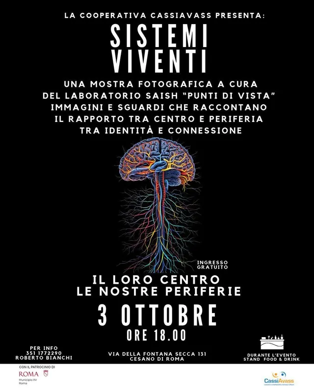 Locandina della mostra Sistemi Viventi, 3 ottobre, Cesano di Roma